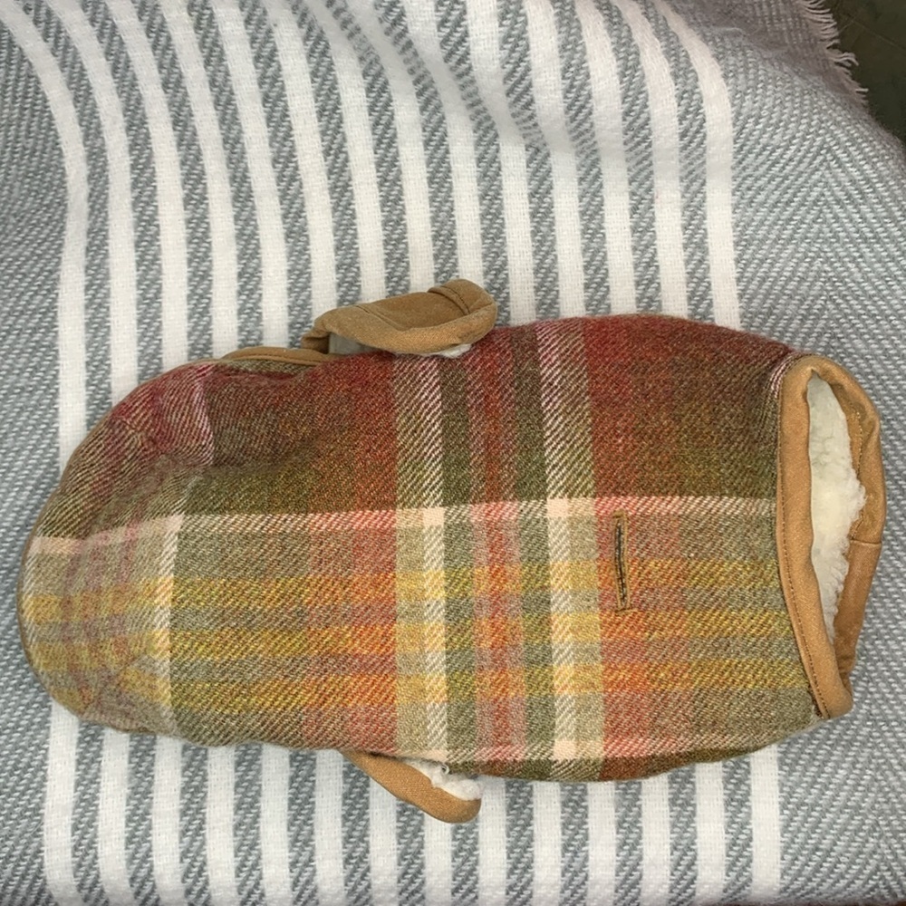 Puppy Dog Jacket/Coat Snaps Lined Back Leash Hole Canvas Wool Plaid Extra Small - Picture 2 of 11